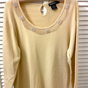 Beautiful Radzoli sweater with bejeweled neckline and hem. Excellent condition.